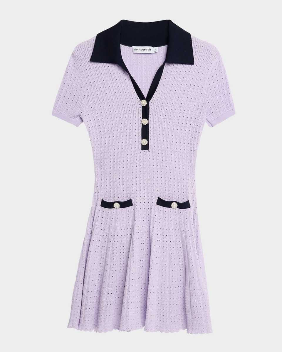 Pointelle Knit Mini Dress